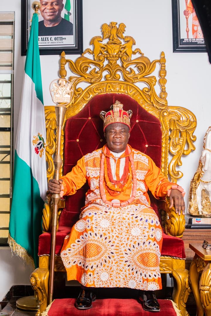 His Royal Majesty, Uga IV, seated upon the royal throne